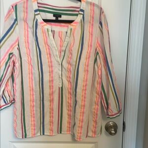 Talbots Pink and Gray 3/4 Sleeve Boxy Blouse